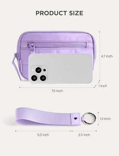 Image of Uselike Womens Wallet Card Holder Purse with Zipper Quilted Phone Wallet RFID Blocking Small Wristlet Wallets for Everyday, Travel (Lavender Purple)