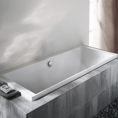 Image of Kohler Evok Bath tub for bathroom | Drop-in Acrylic Bathtub with Lumbar Support | Ergonomically-Crafted for Large Bathrooms | White, 1800mm
