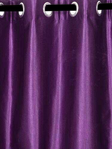 Image of Home Sizzler Long Crush 2 Piece Purple Window Curtain, 5 feet