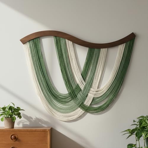 Mindsoft Tie-dye Macrame Wall Hanging Boho Tapestry Neutral Modern Green