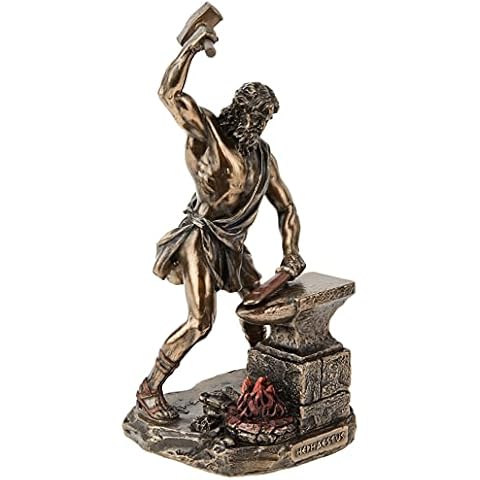 Veronese Collection, Hand Painted Hephaestus Figure, 11,2X11,6X22 Cm Hard Polyresin (Marble Powder Mix) Trinket Figure Cover
