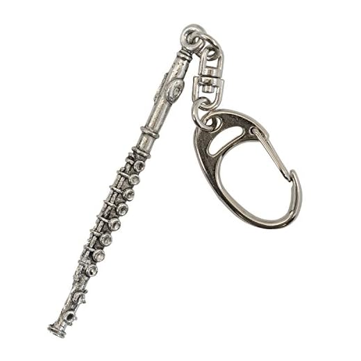 Music Gifts Llavero de flauta travesera plateado con notas musicales, para aficionados de la música, Unisex-adultos, Gris