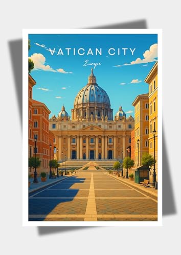Générique Affiche murale deco - voyage - Vatican, Saint-Pierre, Europe - art moderne, cadeau, poster, impression, illustration- JLprint (A3-29,7 x 42 cm)