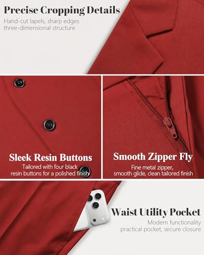 Image of MY'S Men's 3 Piece Suit Set with Tie, One Button Slim Fit Solid Jacket Vest Pants, Prom Party Wedding Business Suits for Men