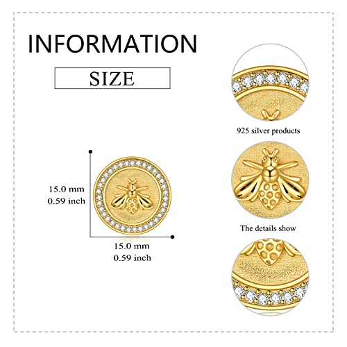 AXELUNA Bee Earrings Stud S925 Sterling Silver Cubic Zirconial for Women Bee Earring for Women4