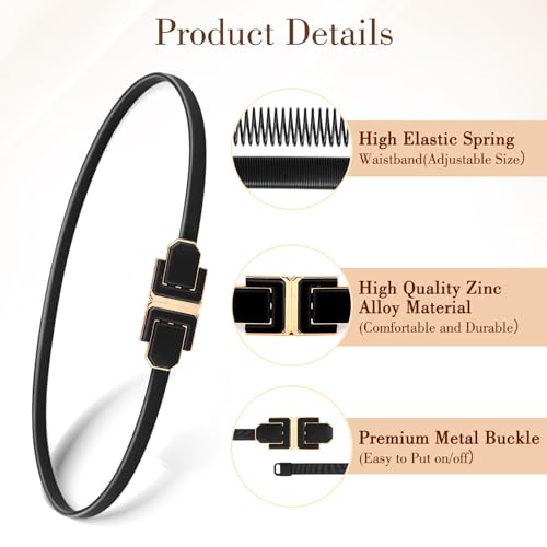 Metal Belts for Women, Elastic Skinny Waist Chain Belt Adjustable Stretchy Waist Cinch Belt for Dresses, Jeans4