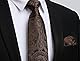 Enlision Herren Braun Paisley Krawatte und Einstecktuch mit Krawattenklammer Set Business Hochzeit für Herren Krawatte & Einstecktuch & Krawattennadel Sets,Braun