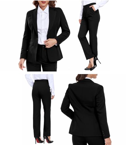 Women's Suiting 2 Piece Lady Formal Solid Jacket Outfit Business Office One Button Blazer Pant Slim Fit Suit Set for Work - Image 4