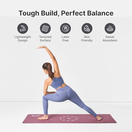 Image of Cult Aroma Infused TPE Yoga Mat 6 mm Anti Skid Non Slip Exercise Mat with Carry Bag for Yoga Workout Gym Wine