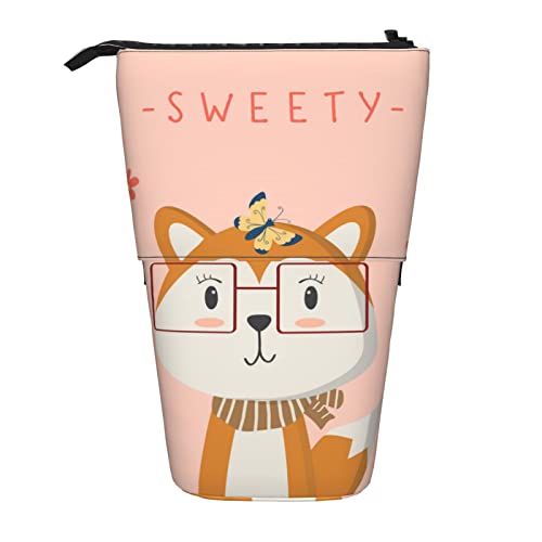 Étui À Crayons Rétractable Fleur De Papillon Sweety Fox Sac De Papeterie Debout Amusante Trousse Ecole Jolie Sac À Stylos Pour Filles Adulte Enfant