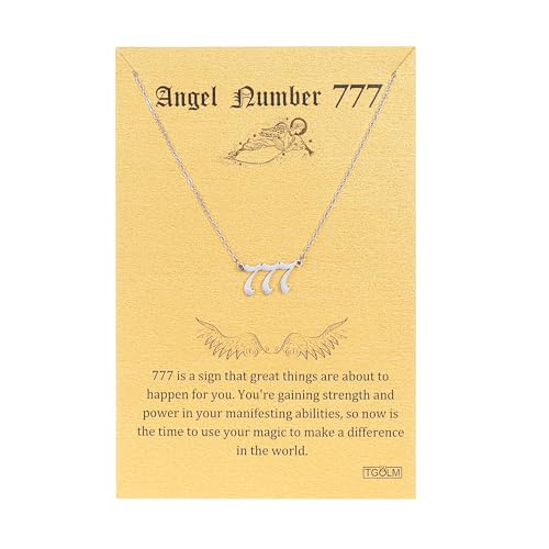 TGOLM Old English 777 Angel Number Pendant Necklace for Women
