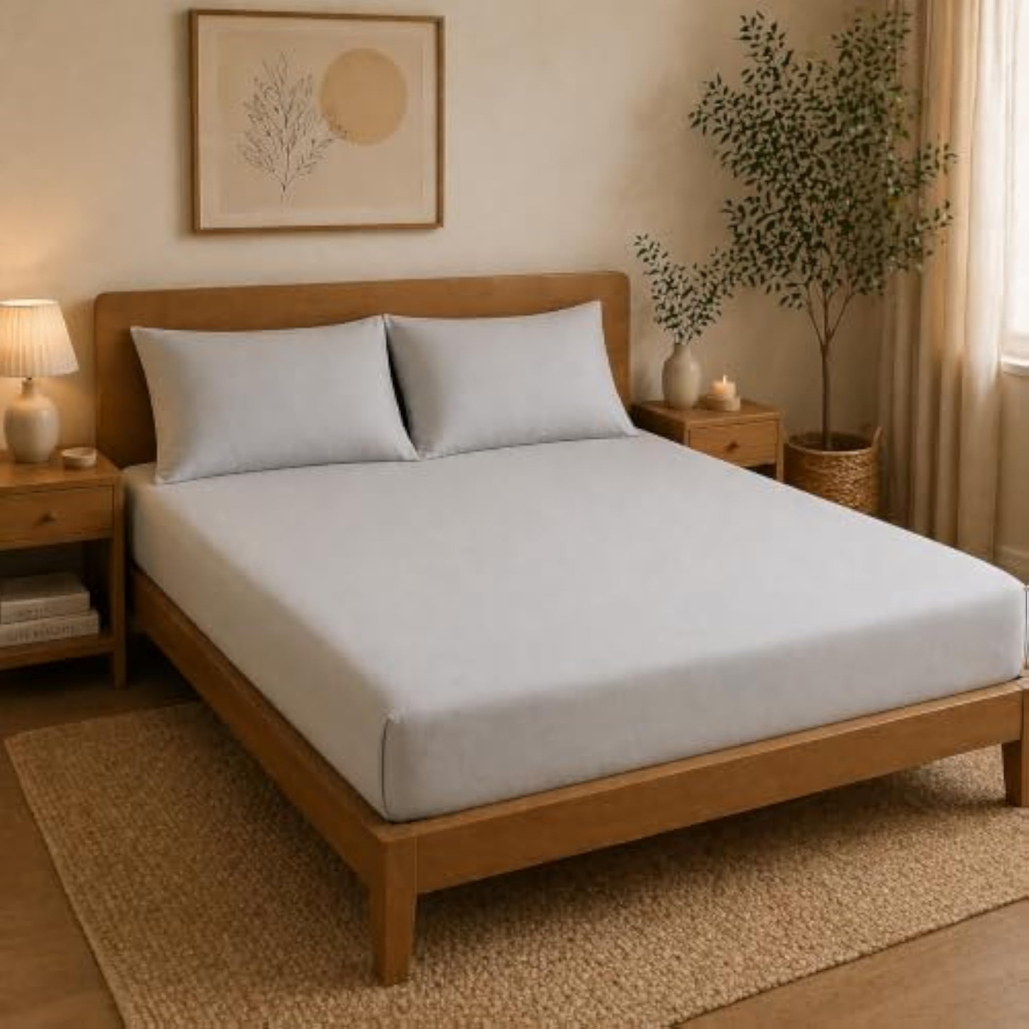 Premium Jersey Fitted Bedsheet Set - 100% Cotton
