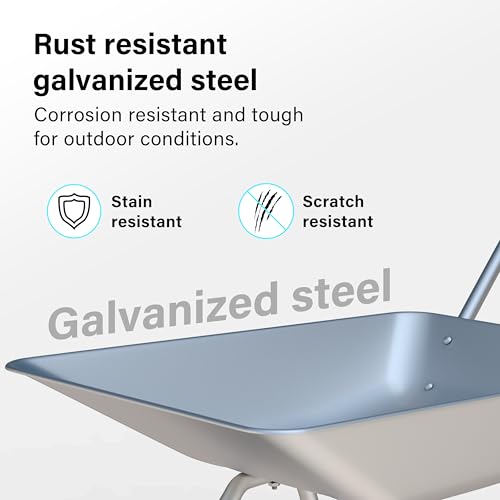 65L Wheelbarrow Home Garden, Heavy Duty Cart Galvanised Wheel Barrow with Pneumatic Tyre 100KG Load-Bear, Strong Large Transport Trolley Handcart, Suitable for Garden Work 3 65L Wheelbarrow Home Garden, Heavy Duty Cart Galvanised Wheel Barrow with Pneumatic Tyre 100KG Load-Bear, Strong Large Transport Trolley Handcart, Suitable for Garden Work - Image 3