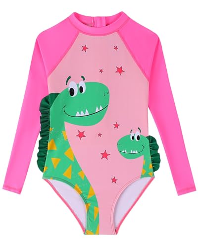 Size 2-9 Years Girls One Piece Swimsuit Kids Long Sleeve Swimsuit Zipper UPF Rashguard Swimwear2