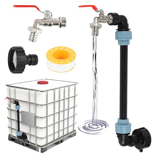 IBC Tank Schwanenhals, Regentonne Auslaufhahn, 3/4 Zoll Auslaufhahn, IBC Container S60 x 6 3/4 Zoll Wasserhähne, Adapter, Tankzubehör (roter Griff) IBC Tank Schwanenhals, Regentonne Auslaufhahn, 3/4 Zoll Auslaufhahn, IBC Container S60 x 6 3/4 Zoll Wasserhähne, Adapter, Tankzubehör (roter Griff)