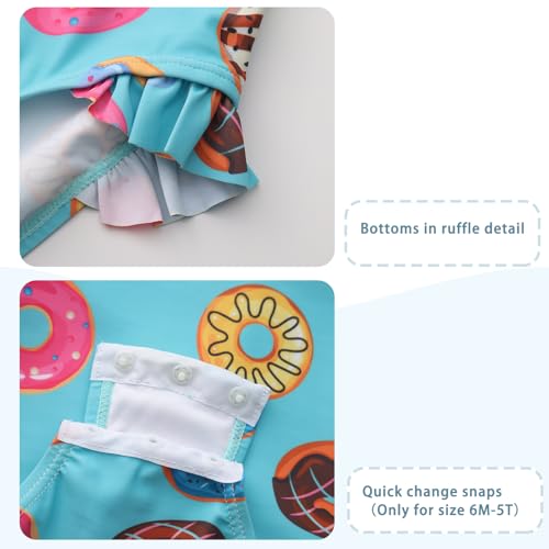 Image of Baby Girls One Piece Swimsuits Long Sleeve Rash Guard for Kids Girls UPF 50+ Sun Protection Swimshirts