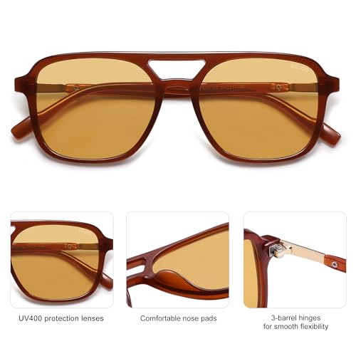 Image of SOJOS Retro Aviator Sunglasses for Women Men,Trendy Rectangle Womens Mens Shades Sun Glasses SJ2202