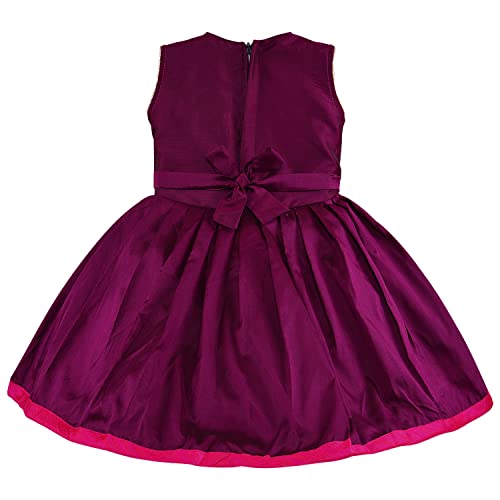 Image of Wish Karo Baby Girls Knee Length Satin Embroidered Party Dress-(fe2913nw)