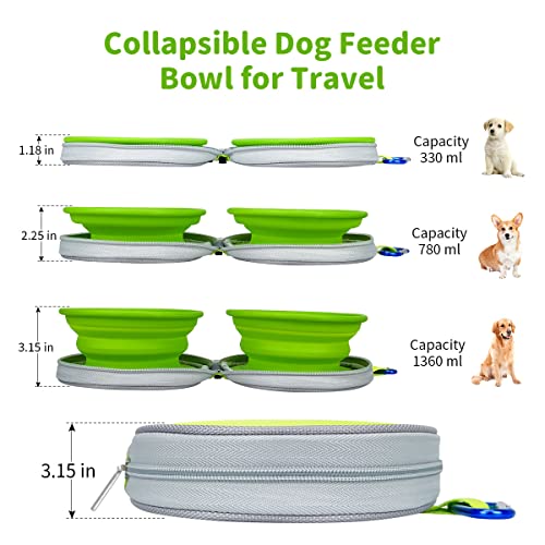 Collapsible Dog Bowls Set For Food And Water Feeding Portable Travel Pet Foldable Silicone Puppy Bowl Zip Up Oxford Cloth Carry Case With Carabiner Clip For Traveling, Hiking, Camping #TOP5