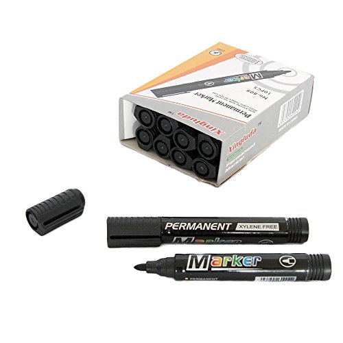 Sinoba 10er Pack Permanentmarker Textmarker Marker Stift wasserfest versch. Farben (Schwarz) Cover