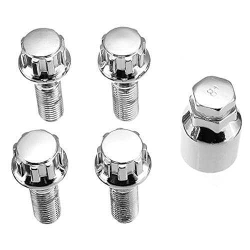Viviance M12 x 1,5 Aleación Aluminio Perno Rueda del Neumático Antirrobo Tuerca Tornillos Compatible con B-MW 1 3 5 Series E90 E91 E92 E93 Compatible con Re-Nault Megane Laguna Master Trafic Clio