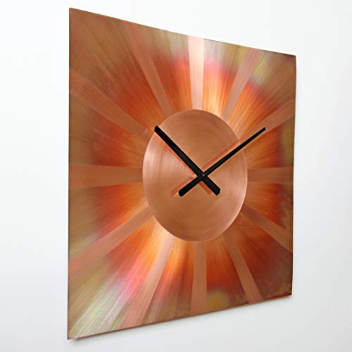 Inthetime 36-Inch Copper Wall Clock Square Large Silent Non-Ticking Unique Handmade - 7Th Wedding Anniversary Gift Idea Rustic Farmhouse Native American Southwest Home Kitchen Art Decor #TOP1