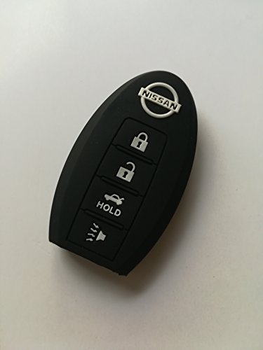 Black Silicone Replacement Protective Fob Skin Key Cover Chains Bag Holder Key Jacket for Nissan Maxima Altima Gt-r Sentra Murano Leaf 350Z 370Z GT-R Sentra Armada Rogue Versa Pathfinder
