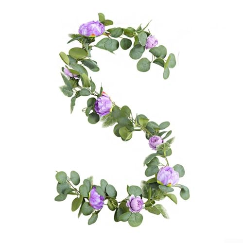 Vid artificial para decoración de tuberías de aire acondicionado y decoración de techo con influencia botánica de peonía (morado)