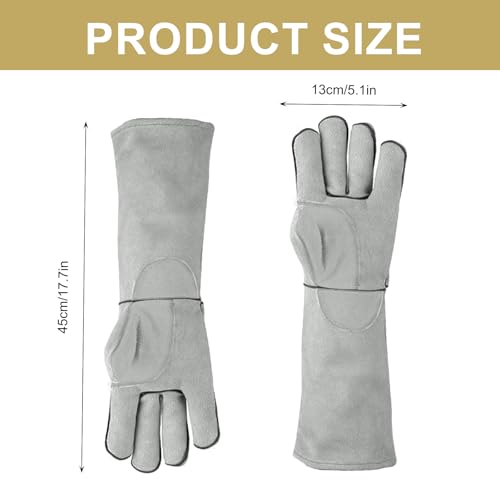 Jortmrd Bissfeste Handschuhe für Katze Hunde Haustiere, 45 cm Rosenhandschuhe für Den Umgang mit Tieren, Leder Gartenhandschuhe Dornenfeste Handschuhe für Damen Herren Gärtner Bauern
