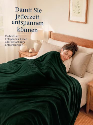 Utopia Bedding Fleecedecke Leichte Decke für Bett, Couch oder Sofa, Geeignet für alle Jahreszeiten [228x228 cm, Waldgrün] – Ansicht 6