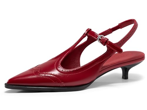 Coutgo Womens Slingback Kitten Heels Oxford T Strap Pumps Low Heel Closed Pointed Toe Vintage Dress...