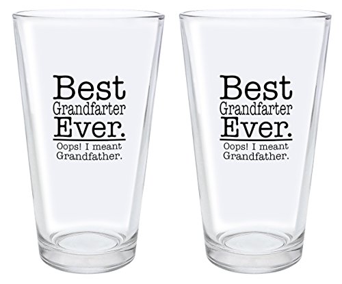 Best Grandfarter Ever Oops I Meant Grandfather Grandpa Pint Glasses 2-Pack Pint Glass Set Black