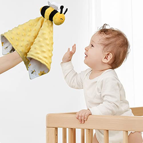 Image of BORITAR Baby Security Blanket Soft Baby Lovey Unisex Lovey Shower Gifts for Newborn Boys and Girls Snuggle Toy Bee Stuffed Animal Yellow 14 Inch