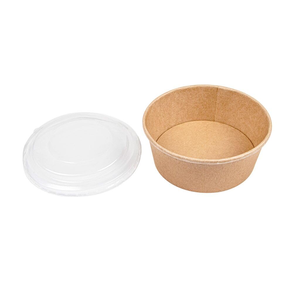 200 Ensaladeras Kraft 750 ml con Tapa PET Transparente, Envases Resistentes para Ensaladas, Pasta y Take Away, Aptas para Microondas
