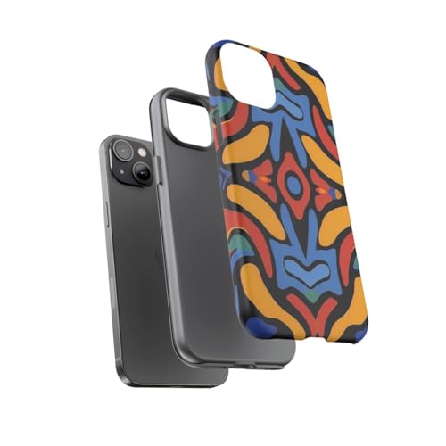 Coque rigide iPhone 14 Plus jaune au motif abstrait avec texture mate