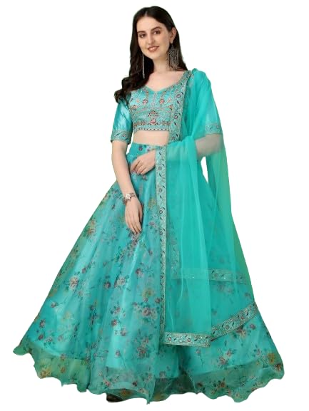 Women's Digital Printed organza Lehenga Choli