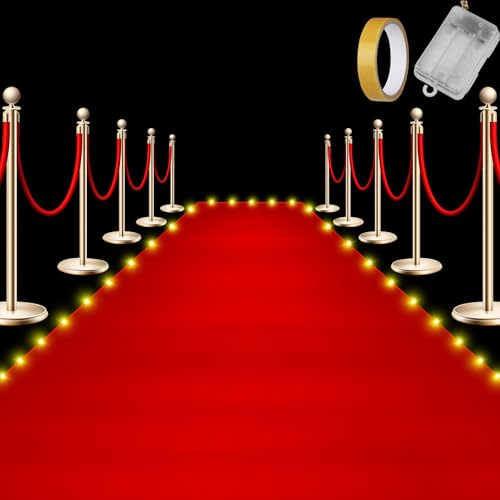 Tinideya Red Carpet Runner with Light for Events Red Fabric
