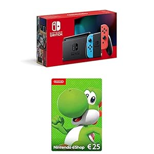 Nintendo Switch Konsole – Neon-Rot/Neon-Blau eShop Card | 25 EUR Guthaben (Download Code)