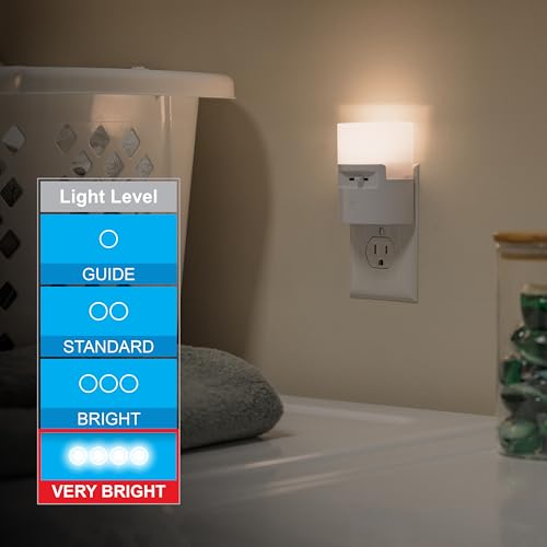 Image of GE Ultrabrite LED Night Light, Dimmable, 100 Lumens, Plug-in, Dusk to Dawn Sensor, UL-Listed, Ideal for Bedroom, Bathroom, Nursery, Kitchen, Hallway, 45125, 1 Pack, White | Dimmable Night Light for Bathroom, Kitchen, and Utility Room, UL Certified, Energy Efficient