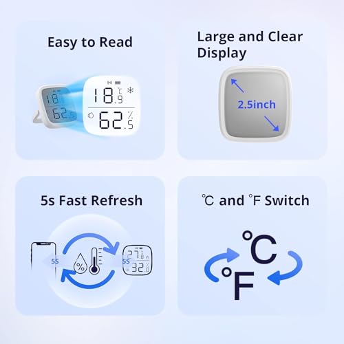Image of Ledgebit SNZB‑02D Zigbee Temperature & Humidity Sensor with LCD Display | Smart Indoor Thermometer Hygrometer | Compatible with Zigbee Hubs & Smart Life | Voice Control |1-Pack