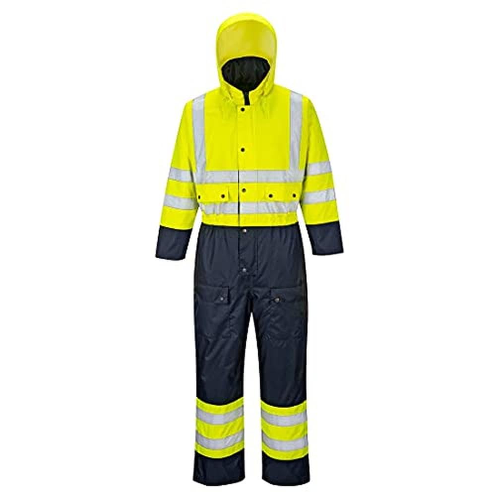 Portwest S485 Ostrzegawczy Kontrastowy Ocieplany Kombinezon, Żółty/Czarny, Rozmiarowy M