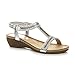 Price comparison product image Ajvani Womens Ladies mid Heel Wedge t-bar Slingback Diamante Summer Sandals, Silver Diamante, 6 UK