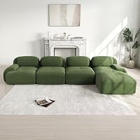 HaoChrymec Canapé d'angle 4 Places en Velours Côtelé, Salon et Bureau, Vert, 388x178x75 cm