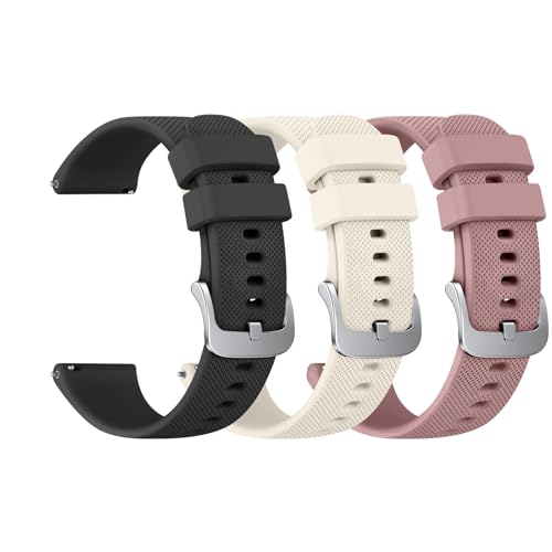 Wanme 3 Pièces Bracelet pour Garmin Vivoactive 4S / Vivomove 3S / Venu 2S / Venu 3S, Silicone Souple Bracelet pour Garmin Forerunner 265S / 255S
