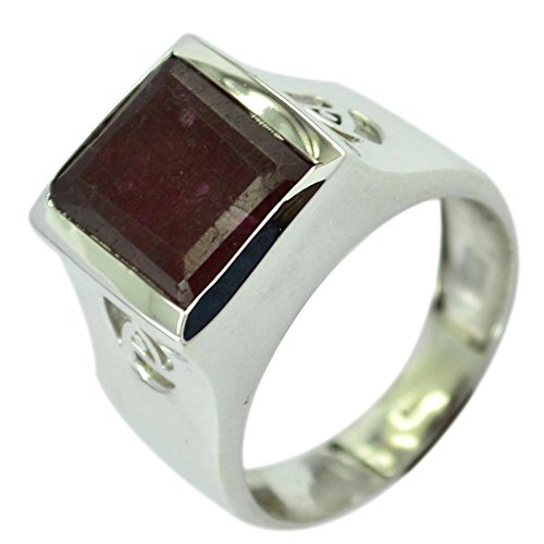 55Carat Genuine Indian Ruby Ring Handmade Sterling Silver Square Chakra Healing Size 5,6,7,8,9,10,11,12 #TOP3
