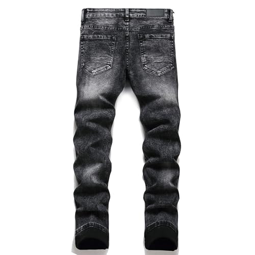 Men's Slim Fit Stretch Jeans, Distressed Straight Leg Fashion Comfort Flex Waist Pants, Ripped Skinny Jeans for Men3