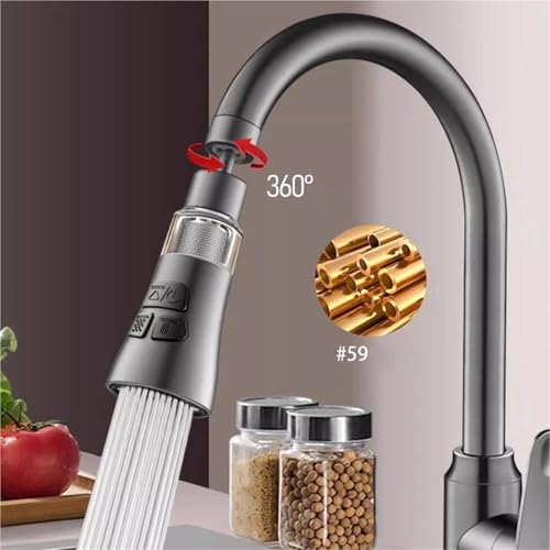 Grifo de cocina con cabezal rociador giratorio 360 para evitar salpicaduras molestas 7