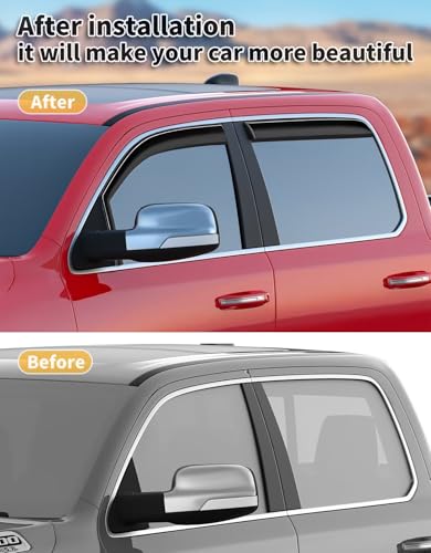 Image of Window Visors Rain Guards for Dodge RAM 1500 Crew Cab 2019-2026