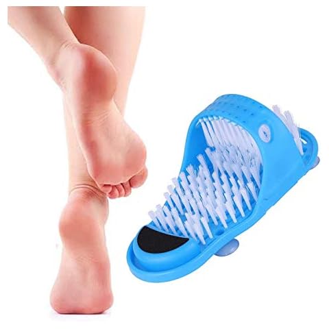 Foot Scrubber, bluesees 1 Piece Magic Shower Foot Massager Cleaner Slippers Brush with Non-Slip Suction Cups, Foot Acupressure Massage Spa Easy Cleaning Brush Exfoliating Scrub Foot Massager Slippers Cover