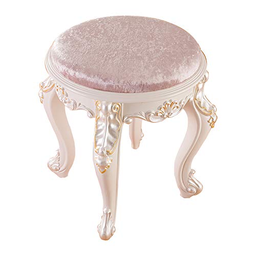 DLGF Schminkhocker Hochelastischer Schaum Gepolsterter Vintage Polsterhocker Barock Klavier Bank Hocker, für Schlafzimmer Gästezimmer Cover